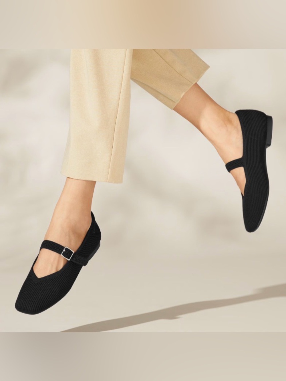 Vivaia Margot Mary Jane Square-Toe Flats in Black - Sz EU39/US8 - Picture 2 of 9